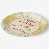 Assiettes En Carton Collection de lignes blanches dorées florales mode (Angle)