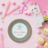 Assiettes En Carton Collection de mariage de plage en toile de jute ét (Fête)