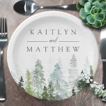 Assiettes En Carton Collection de Mariages de la forêt de pins d'aquar<br><div class="desc">Célébrez dans le style avec ces assiettes en papier mariage design et très tendance. Ce design est facile à personnaliser avec votre libellé d'événement spécial et vos invités seront ravis quand ils verront ces fabuleuses assiettes.</div>