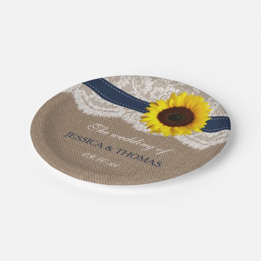 Assiettes En Carton Collection de Mariages de tournesol rustique - Mar (Angle)