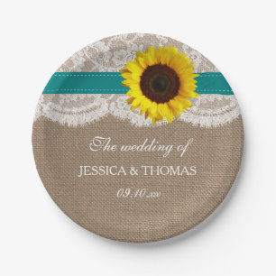Assiettes En Carton Collection de Mariages de tournesol rustique - Tur