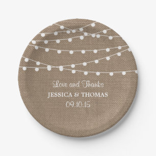 Assiettes En Carton Collection de Mariages Rustic Burlap