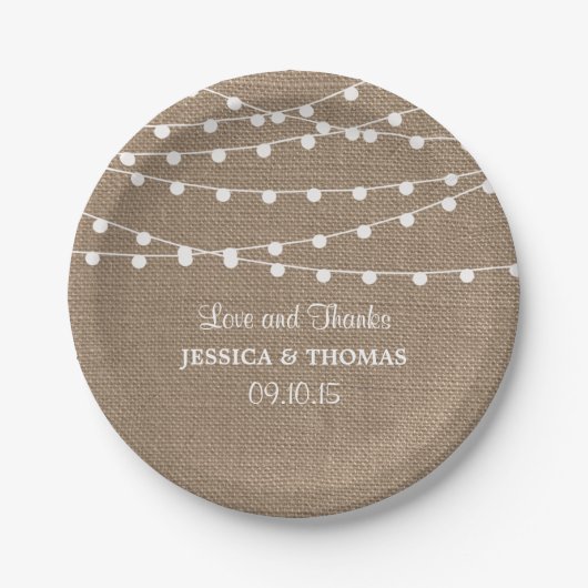 Assiettes En Carton Collection de Mariages Rustic Burlap (Devant)