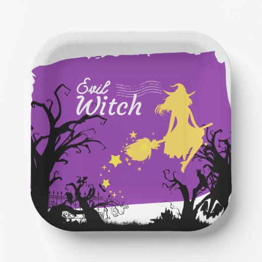Assiettes En Carton Collection de timbres Halloween "Evil Witch" (Recto)
