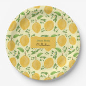 Assiettes En Carton Collection Lemon Bloom jaune à motifs (Devant)
