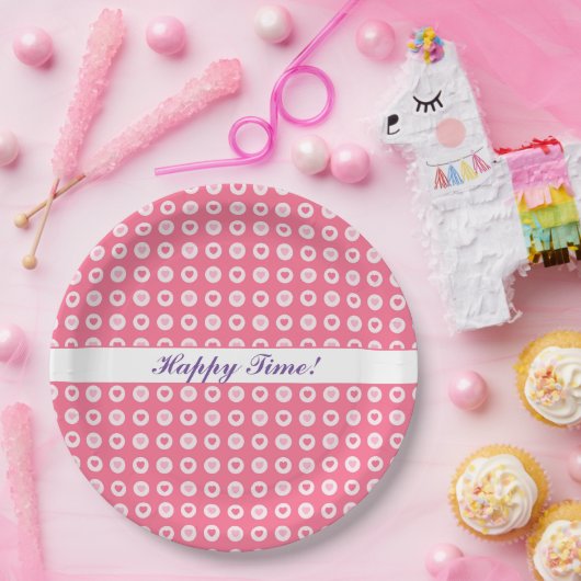 Assiettes En Carton Collection moderne d'amour du coeur rose (Fête)