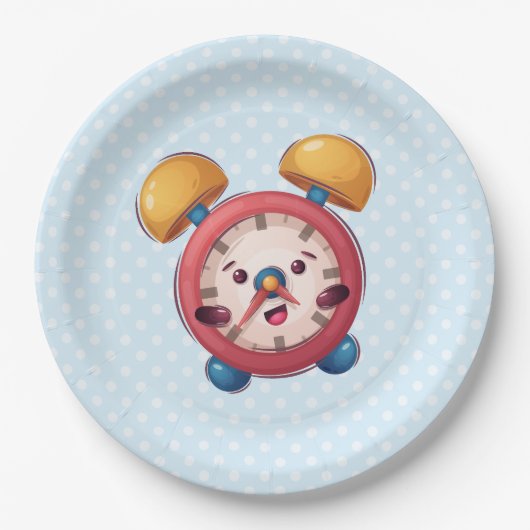 Assiettes En Carton Collection Smart Clock - Plaques de papier bleu (Devant)