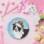 Assiettes En Carton Collie de la frontière de Noël (Fête)