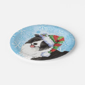 Assiettes En Carton Collie de la frontière de Noël (Angle)