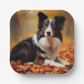 Assiettes En Carton Collie frontalier à l'automne Feuilles automne Ins (Recto)
