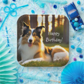 Assiettes En Carton Collie Joyeux anniversaire (Fête)