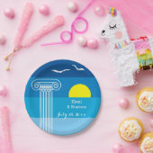 Assiettes En Carton Colonnes grecques et mouettes Mariage de plage gre (Fête)