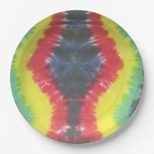 Assiettes En Carton colorant de cravate rasta de 9 plaques à papier d