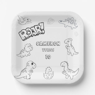 Assiettes En Carton Coloration Activité amusant mignon Dinosaur de fêt