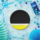 Assiettes En Carton Colorblock noir blanc jaune (Fête)