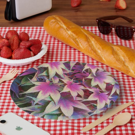 Assiettes En Carton Coloré automne Feuille d'érable Floral (Pique-nique)