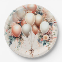 Coloré Blanc Pêche Floral Balloons Élégant