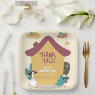 Assiettes En Carton Coloré Cosy House Anniversaire de enfant Merci