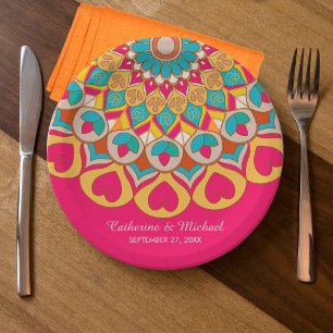 Assiettes En Carton Coloré Ethnic Mandala Bold & Bright Mariage