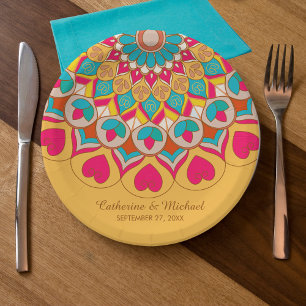 Assiettes En Carton Coloré Ethnic Mandala Bold & Bright Mariage