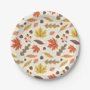 Assiettes En Carton Coloré Feuille d'automne Motif