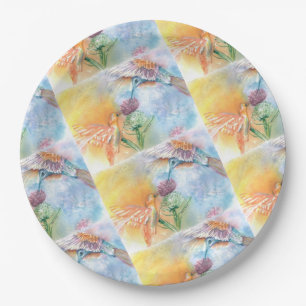 ASSIETTES EN CARTON COLORÉ HUMMING BIRDS PARTI