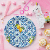 Assiettes En Carton Coloré, Méditerranée, mosaïque, bleu, citron, (Fête)