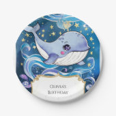 Assiettes En Carton Coloré mignon Magique baleine Anniversaire (Devant)