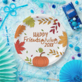 Assiettes En Carton Coloré moderne Happy Friendsgiving Papier Plaque (Fête)