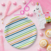 Assiettes En Carton Coloré Pastel Stripes Motif (Fête)