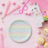 Assiettes En Carton Coloré Pastel Waves Kawaii Clouds Motif (Fête)