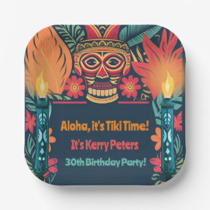 Assiettes En Carton Coloré Tiki Luau Jardin crâne fête d'anniversaire