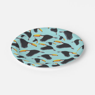 Assiettes En Carton Coloré Toucan Tropical Bird Motif