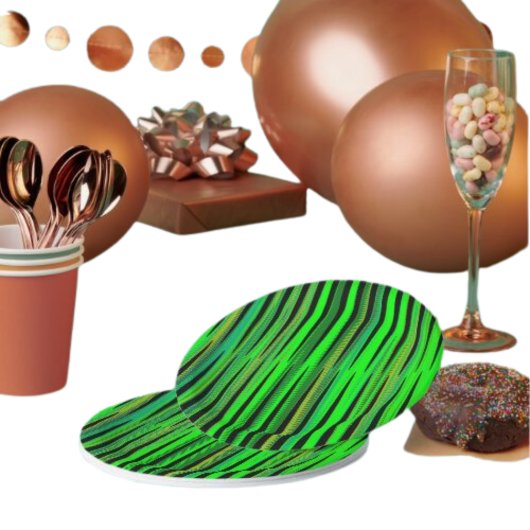 Assiettes En Carton Coloré vert Noël Zig Zag Motif