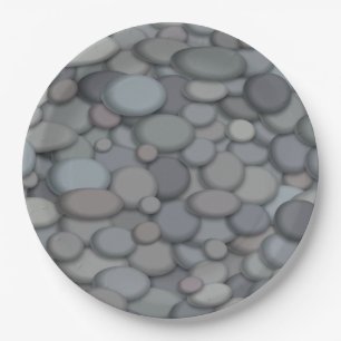 Assiettes En Carton Colorée River Rock Pebbles Art