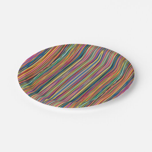 Assiettes En Carton Colorful abstract stripes design (Angle)