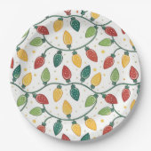 Assiettes En Carton Colorful Christmas String Lights Pattern  (Devant)