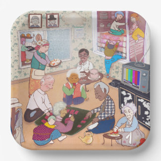 Assiettes En Carton Colorful Illustrated Paper Plates
