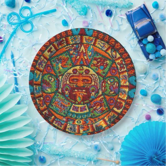 Assiettes En Carton Colorful Mayan (Fête)