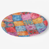 Assiettes En Carton Colorful Patchwork Print Monogram (Angle)