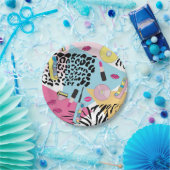 Assiettes En Carton Colorful Retro 1990's Nineties Motif (Fête)