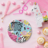 Assiettes En Carton Colorful Retro 1990's Nineties Motif (Fête)