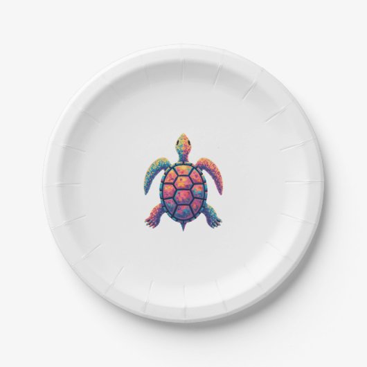 Assiettes En Carton Colorful Splash Eastern Box Turtle (1) (Devant)