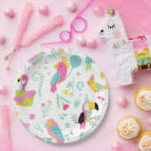 Assiettes En Carton Colorful tropical birds (Fête)