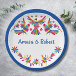 ASSIETTES EN CARTON COLORFULL OTOMI MEXICAN<br><div class="desc">Beau Mariage mexicain motifs Otomi,  fleurs et oiseaux mignons,  coloré</div>