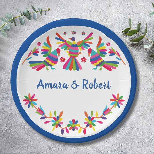 ASSIETTES EN CARTON COLORFULL OTOMI MEXICAN