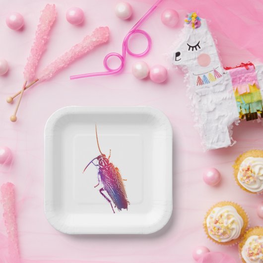 Assiettes En Carton Colourful cockroach plates (Fête)