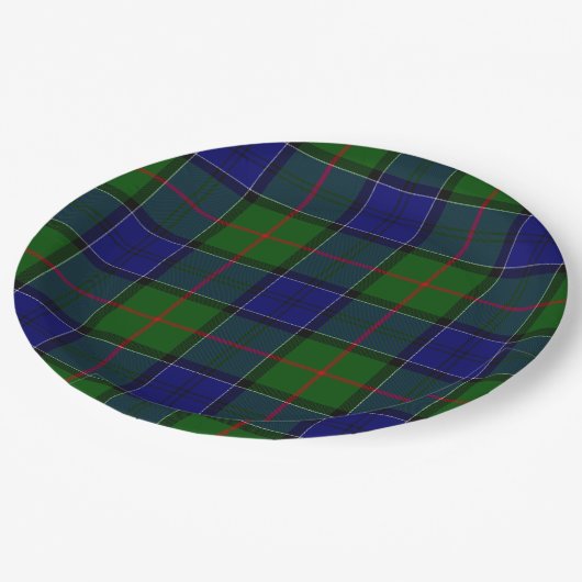 Assiettes En Carton Colquhoun tartan bleu vert plaid (Angle)