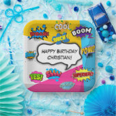 Assiettes En Carton Comic Book Pop Art Custom Anniversaire (Fête)