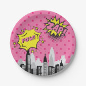 Assiettes En Carton Comic Book Superhero fille unique (Devant)